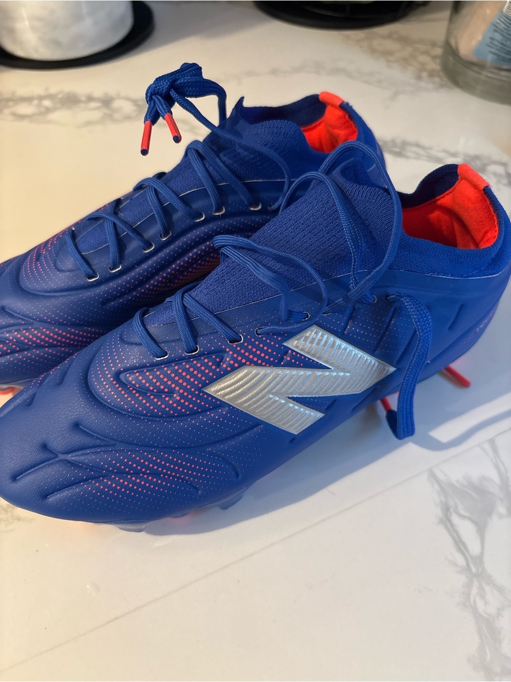 New Balance Tekela Team Low FG Soccer Cleats - Blue/White/Red